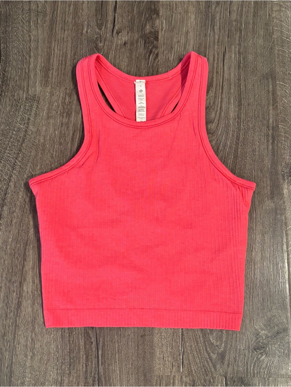 Lululemon Ebb to Street Cropped Racerback Ribbed Tank Top Pink Women’s size 4